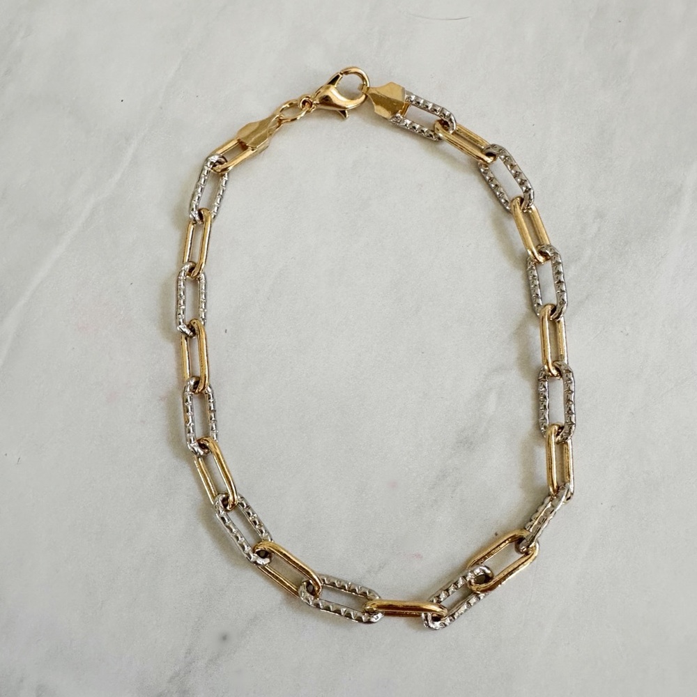 Two Tone Paperclip Chain Bracelet